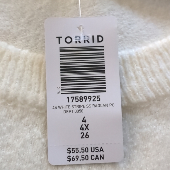 Torrid Raglan‎ Short Sleeve Sweater Striped 4X Plus Size Multicolor NWT!!! - Picture 6 of 11